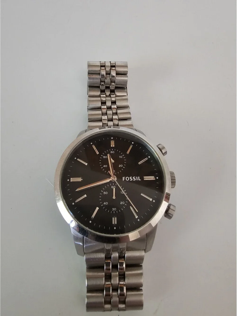 Fossil Fs4784 Analog Quartz Men’s wrist Watch silver new battery installed